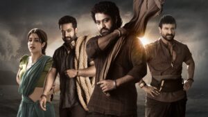 Main cast of Devara: Part 1 featuring N. T. Rama Rao Jr., Janhvi Kapoor, and others.